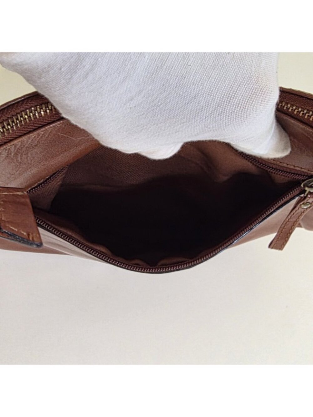 Browns Genuine Leather Hobo Shoulder Bag Cognac Brown Y2K Western Boho Pockets - Picture 14 of 16
